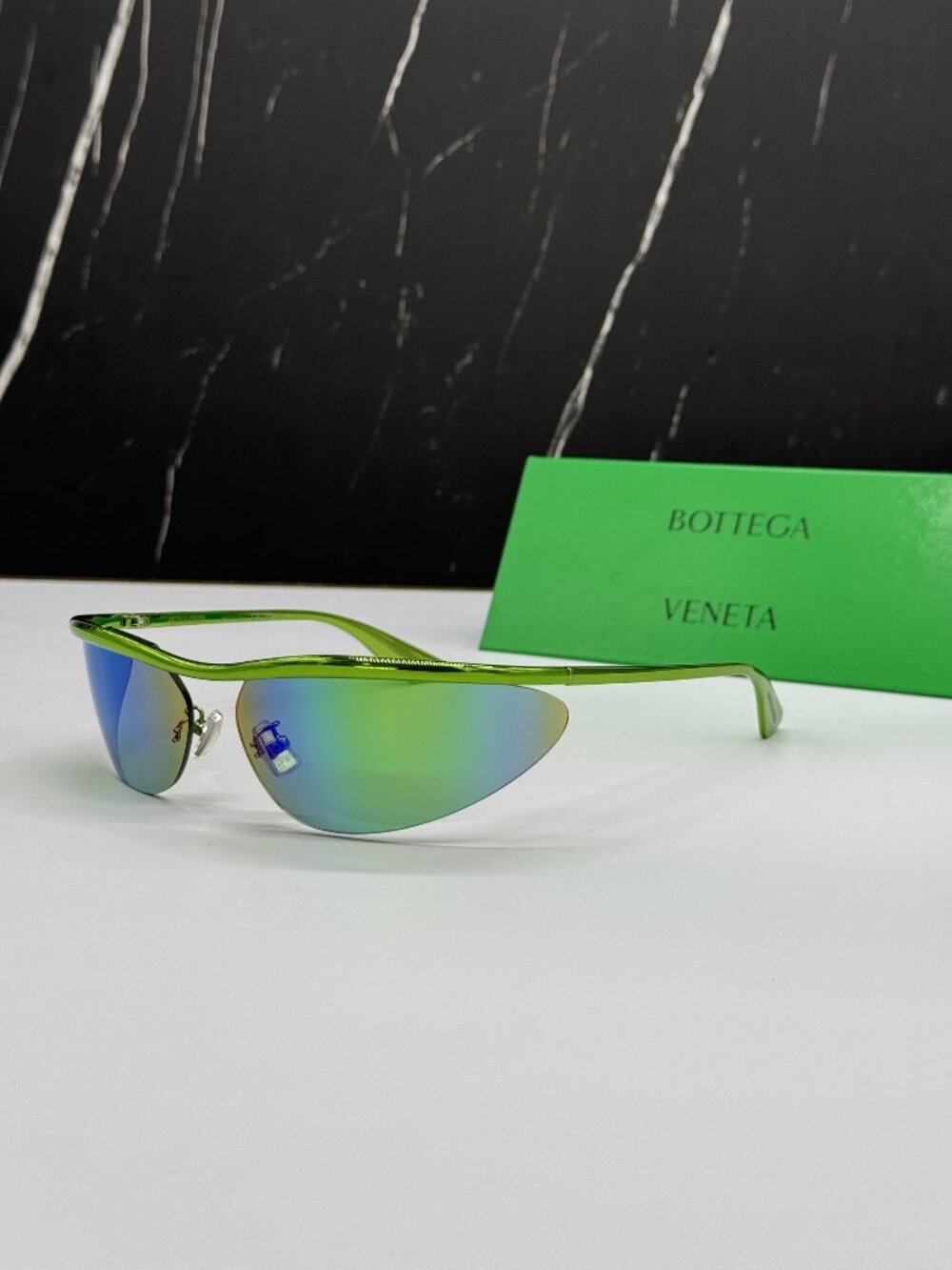 NEW BOTTEGA VENETA BV1174S 003 UNISEX SHIELD GREEN SUNGLASSES